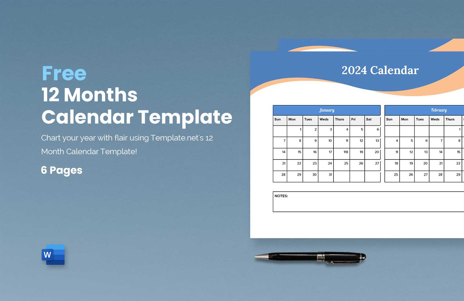 template 12 month blank yearly calendar