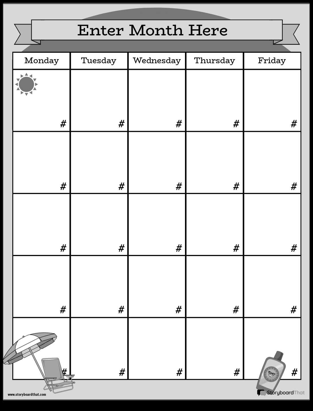 template for calendar month