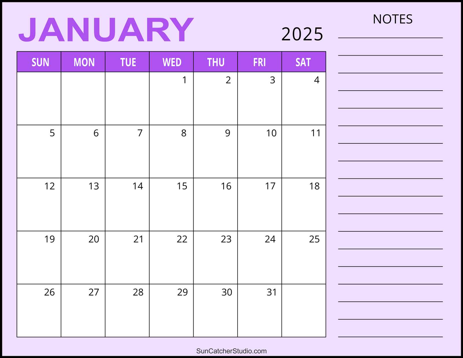 template for january 2025 calendar