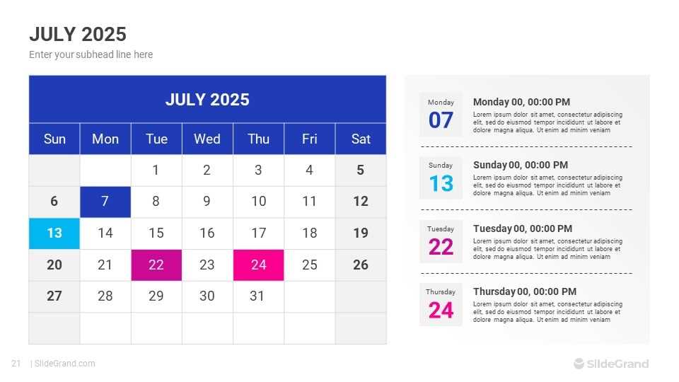 template for july 2025 calendar