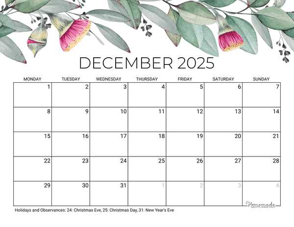 template of december 2025 calendar