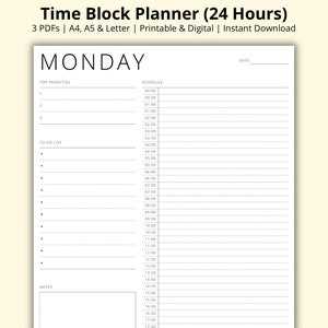 7 day 24 hour calendar template