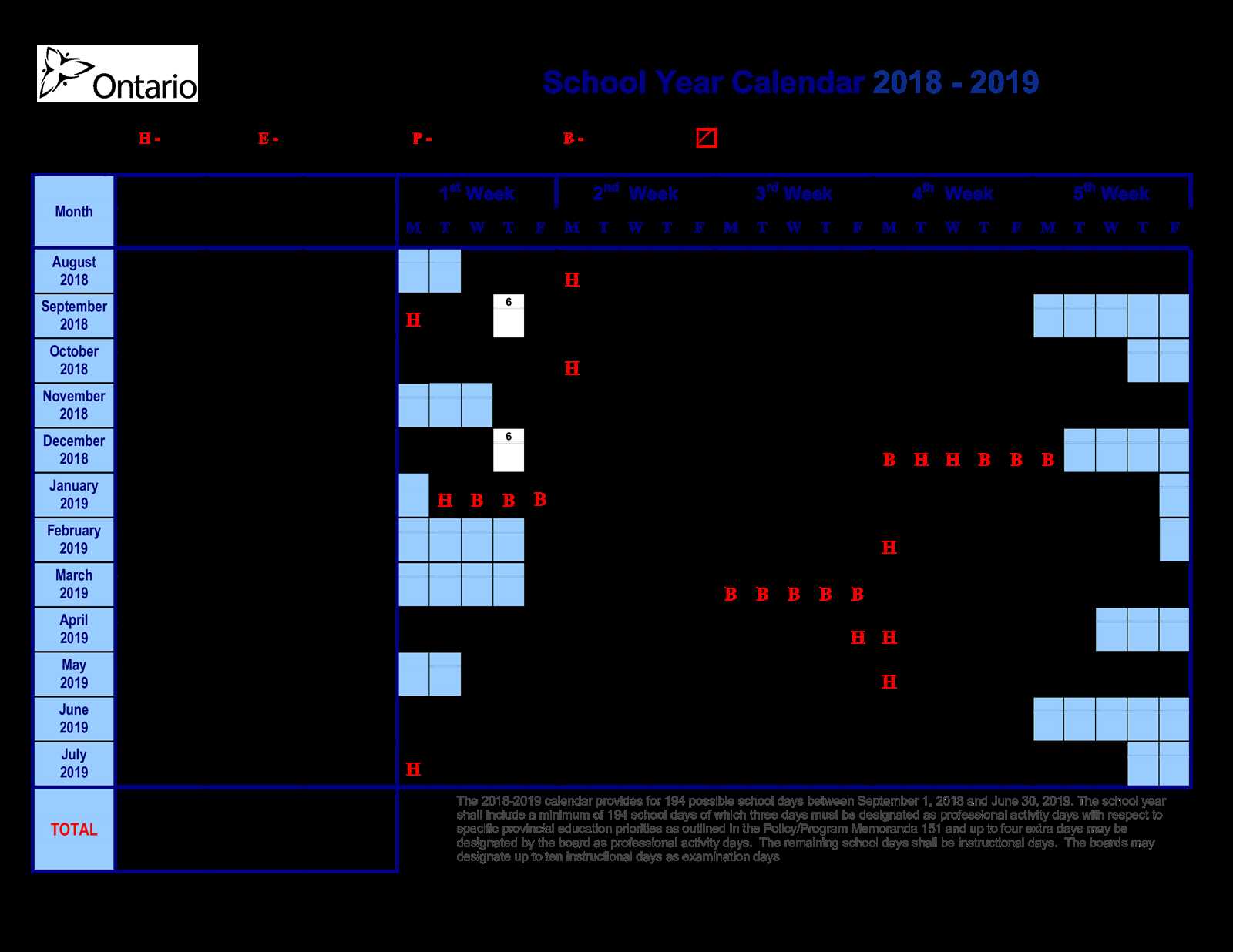 learning calendar template