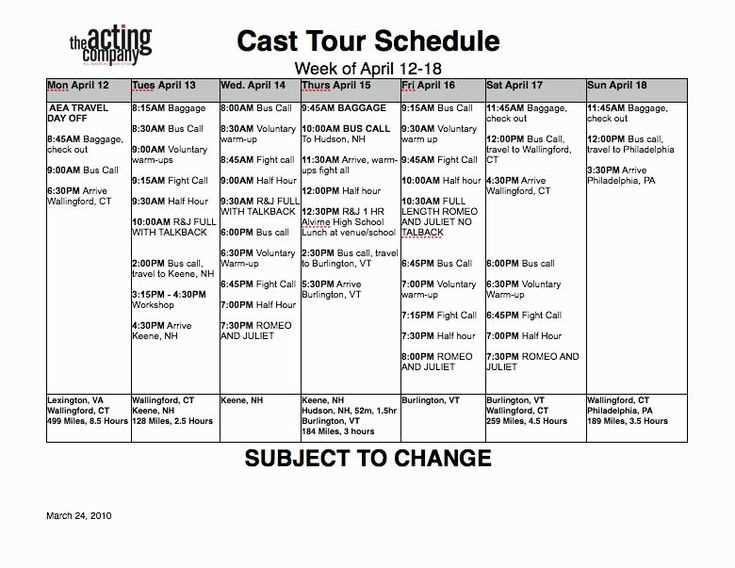 theatre production calendar template