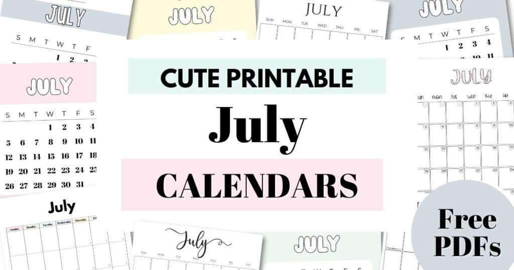 free july calendar template