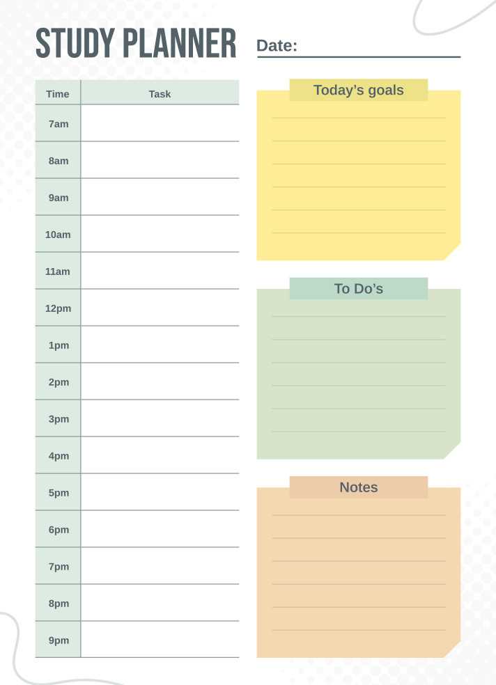 weekly study calendar template