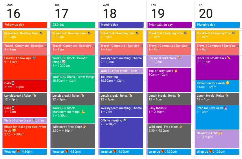 time blocking calendar template