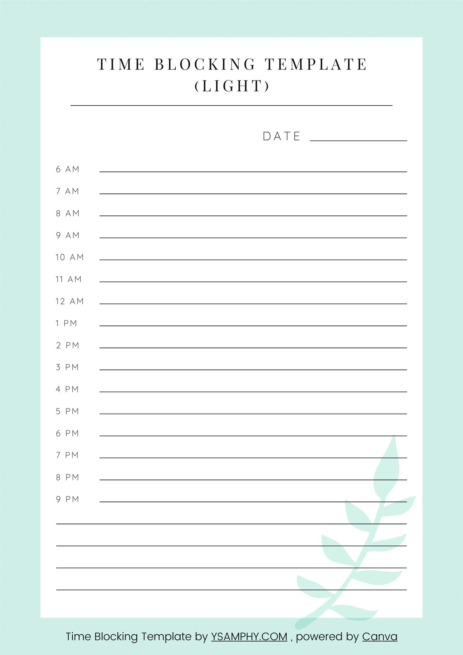 time box calendar template