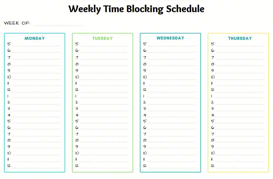 time slot calendar template