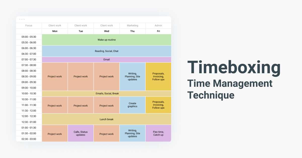 timebox calendar template