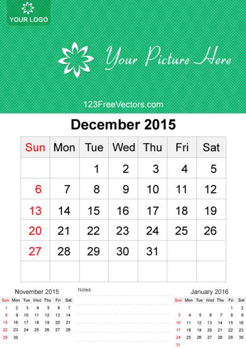 december calendar template editable