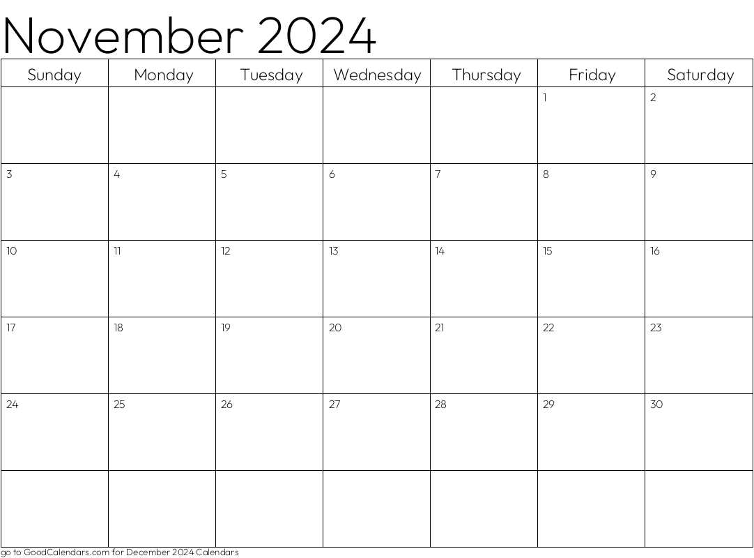 calendar november template