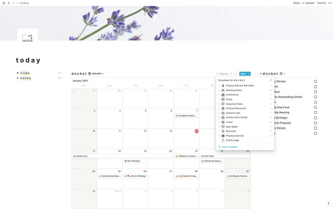 notion monthly calendar template