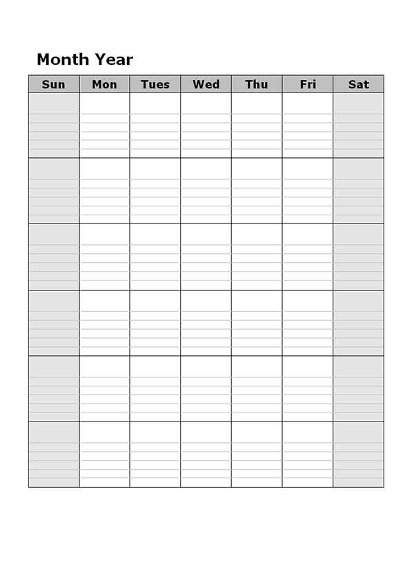 blank lined calendar template