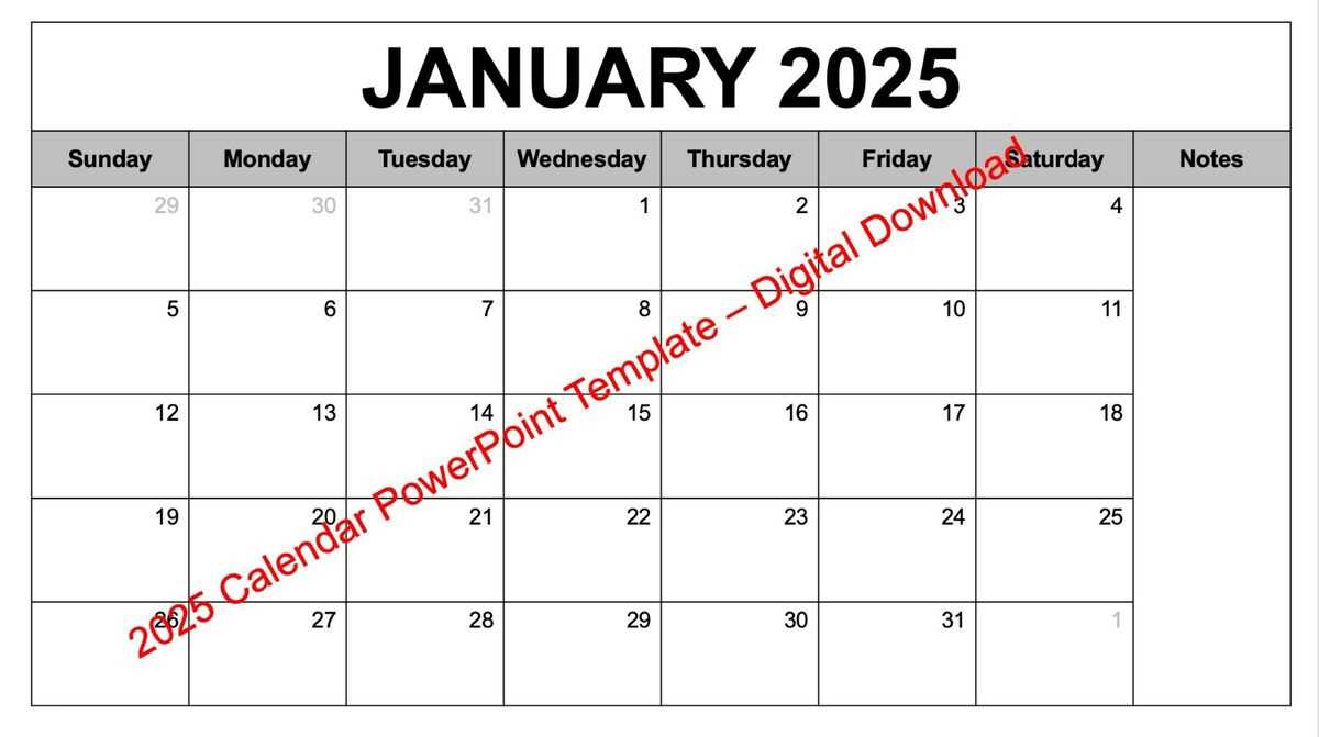 powerpoint template calendar 2025