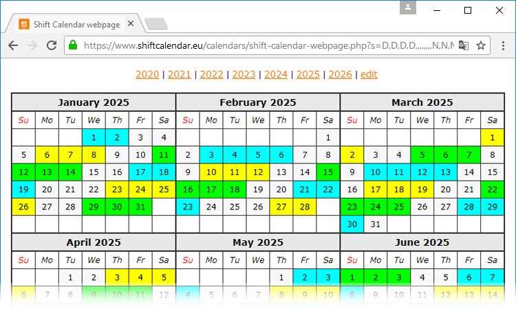 shift calendar template