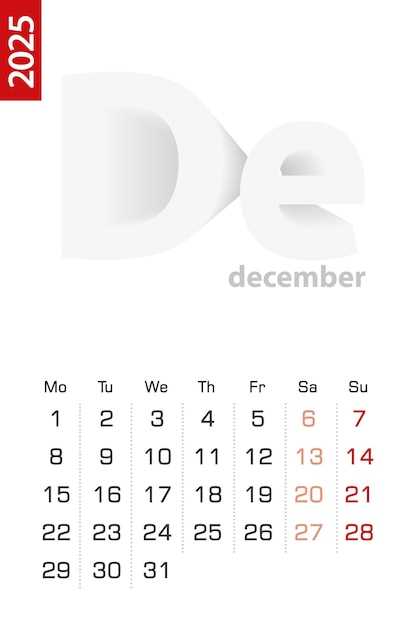 calendar december 2025 template