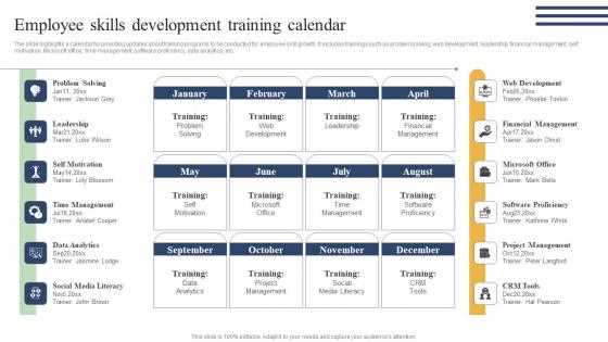 training calendar template ppt