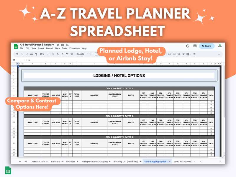 travel planner calendar template