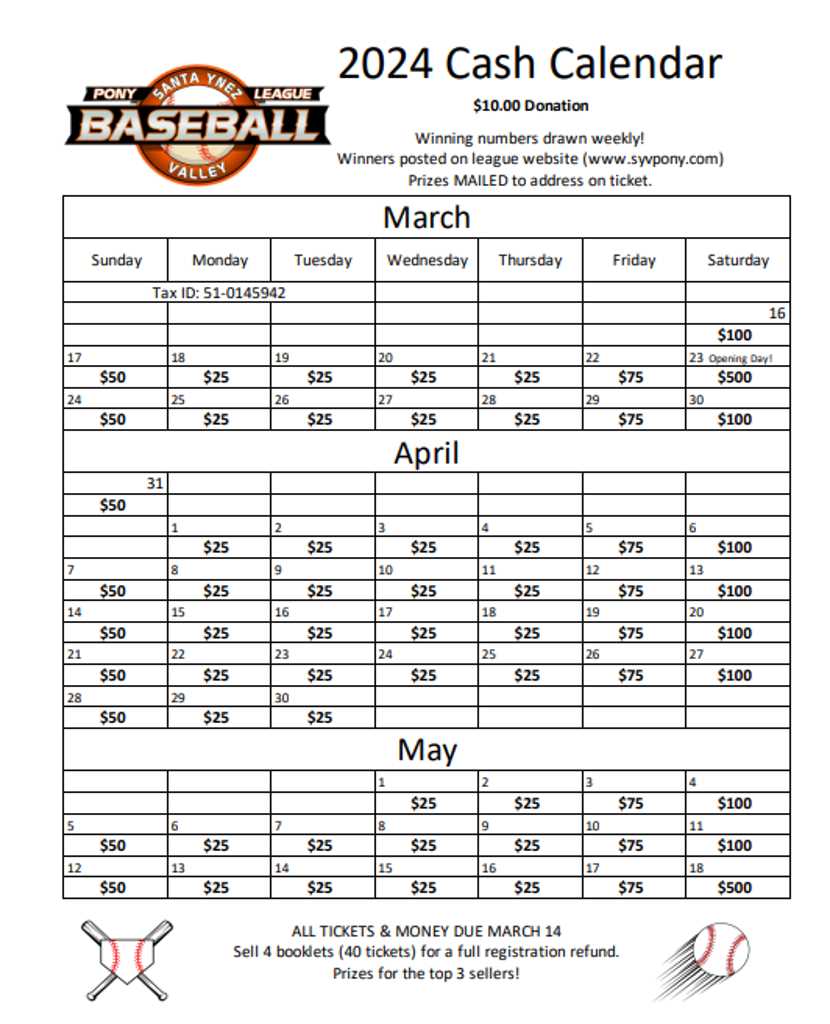 baseball schedule calendar template