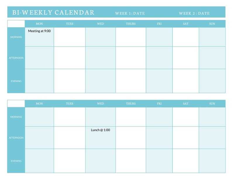 biweekly calendar template