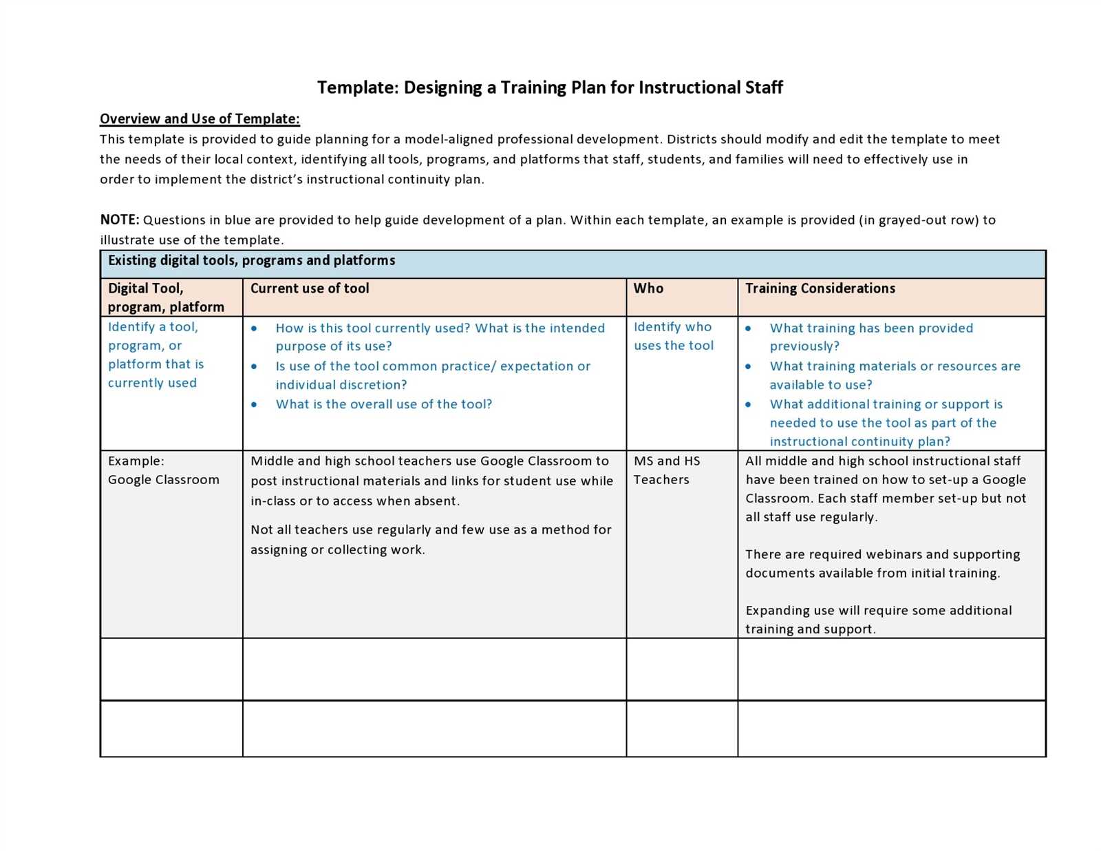 sample training calendar templates