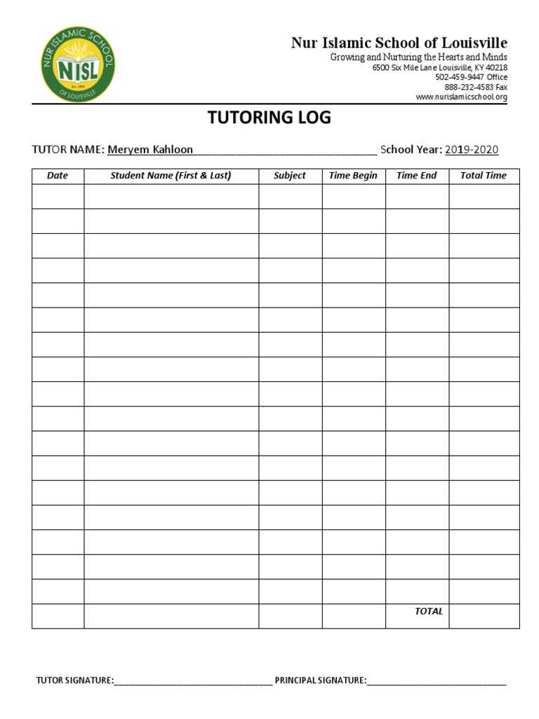 tutoring calendar template