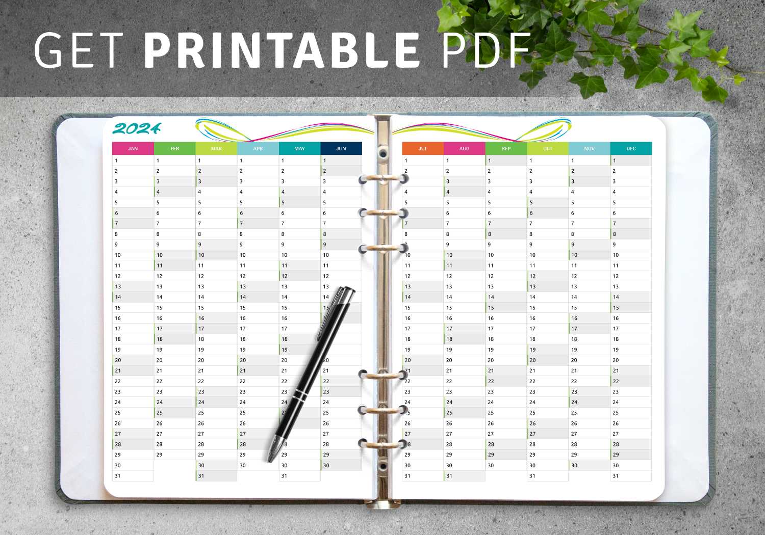 two page per month calendar template