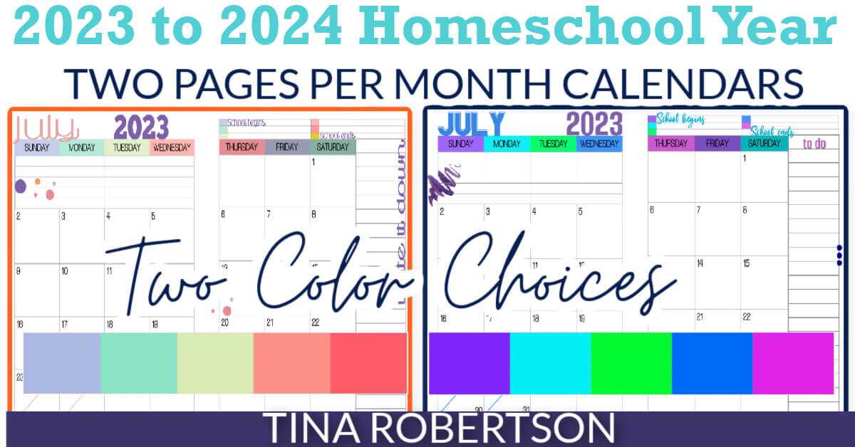 two page per month calendar template