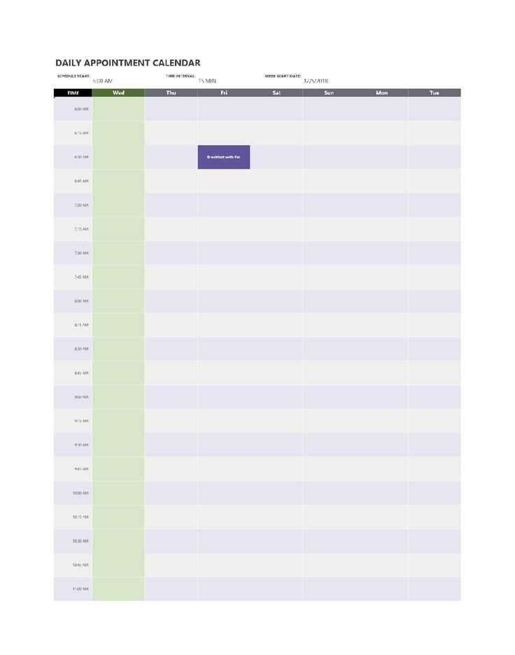 printable daily appointment calendar template