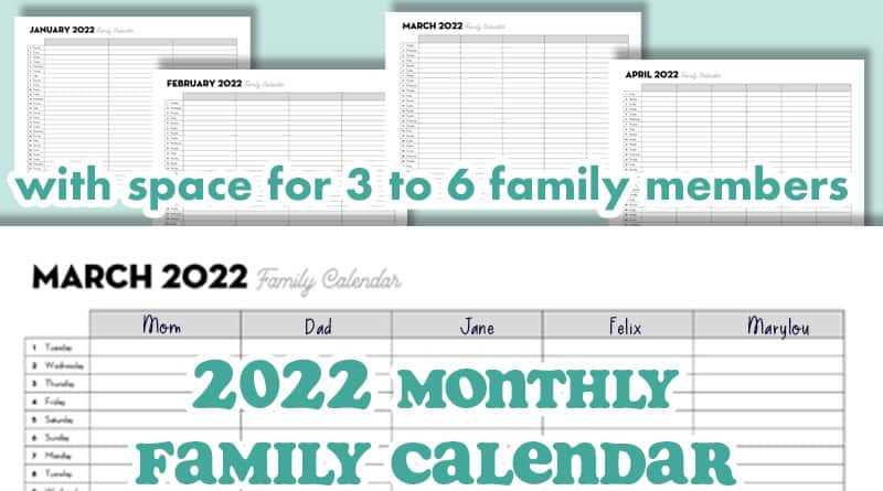 weekly family calendar template