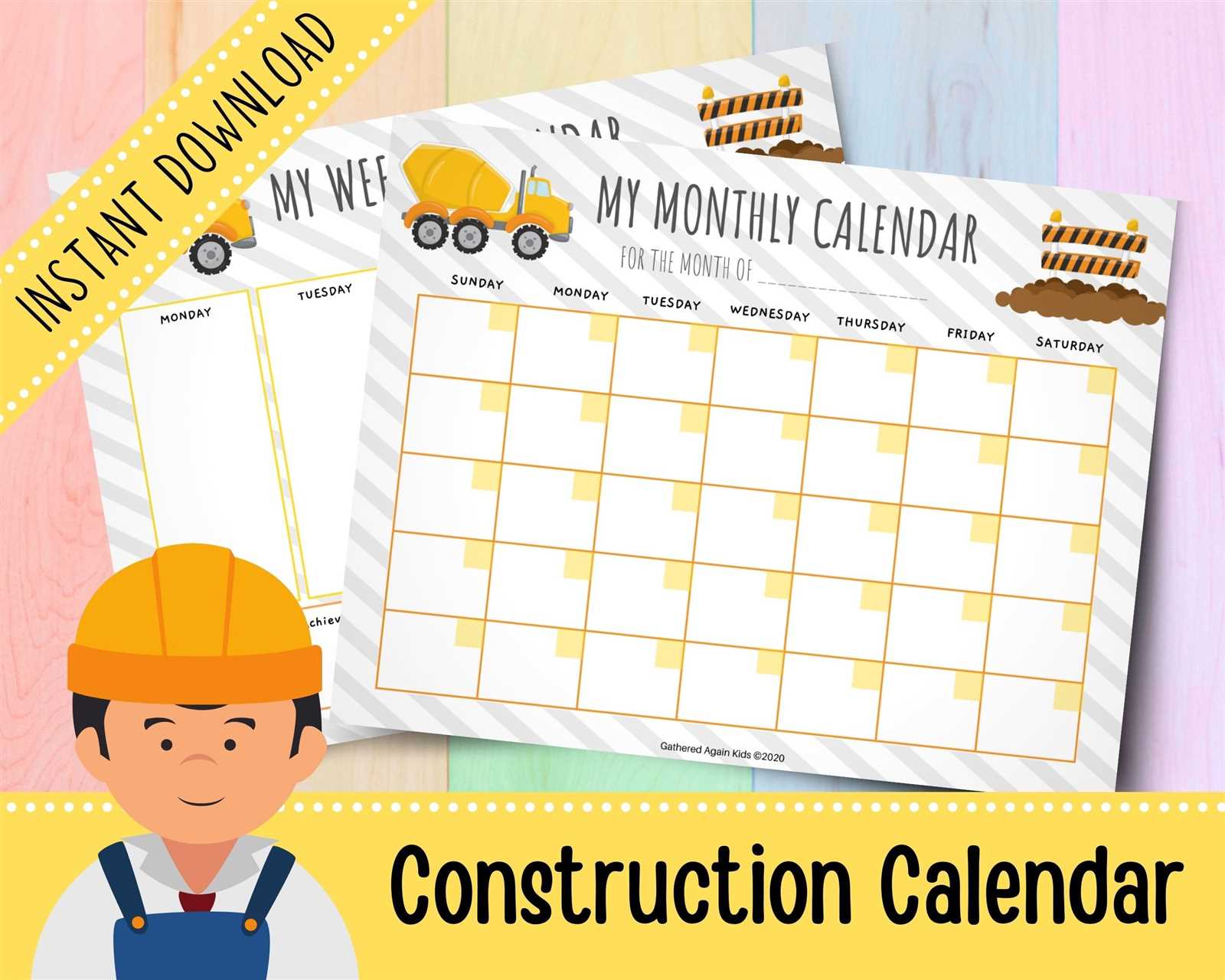 construction calendar template free