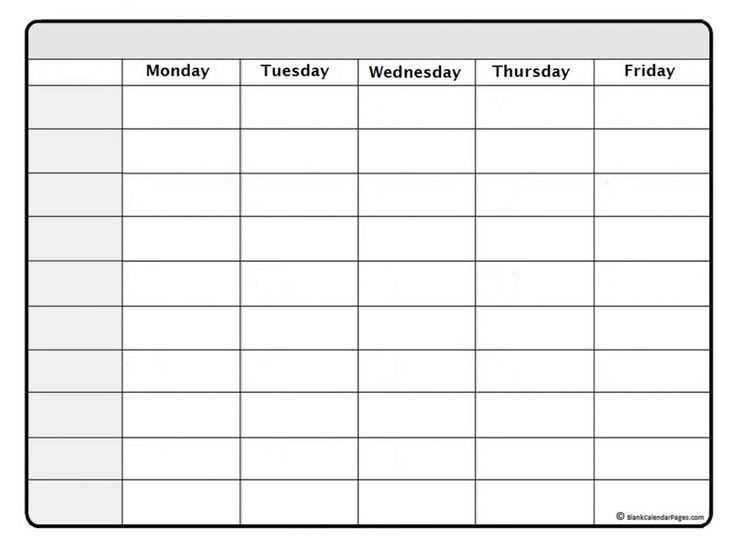 empty weekly calendar template