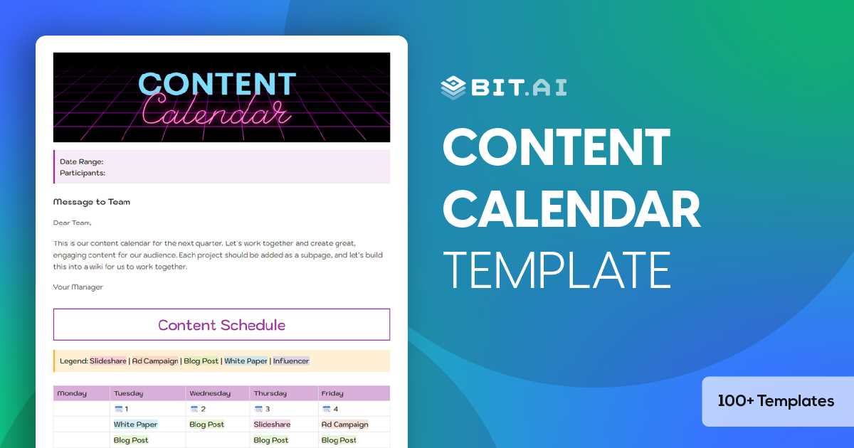 free content calendar templates