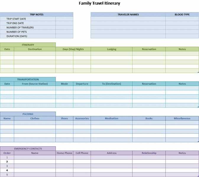 family vacation calendar template