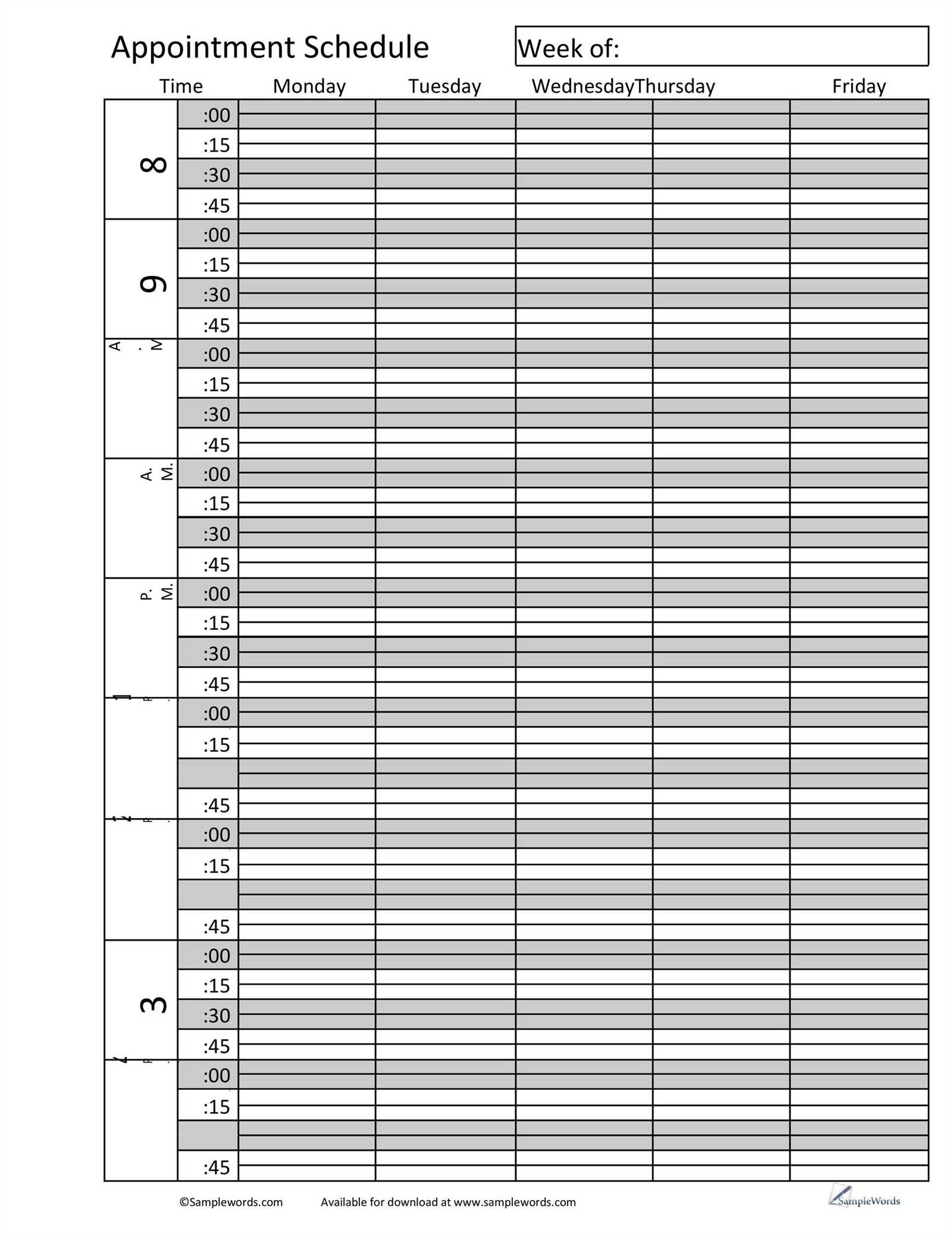 appointment calendar template