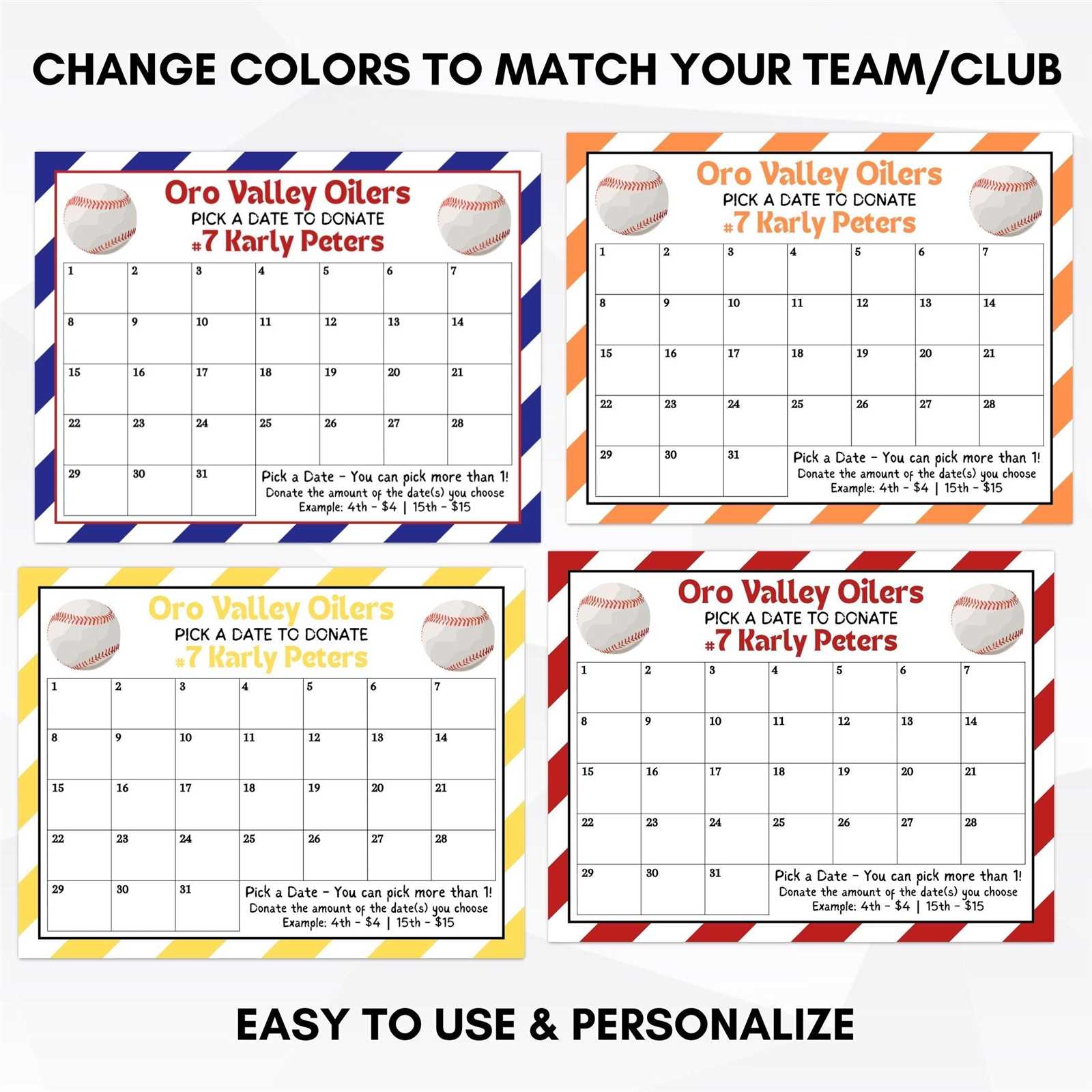 fundraising lottery calendar template