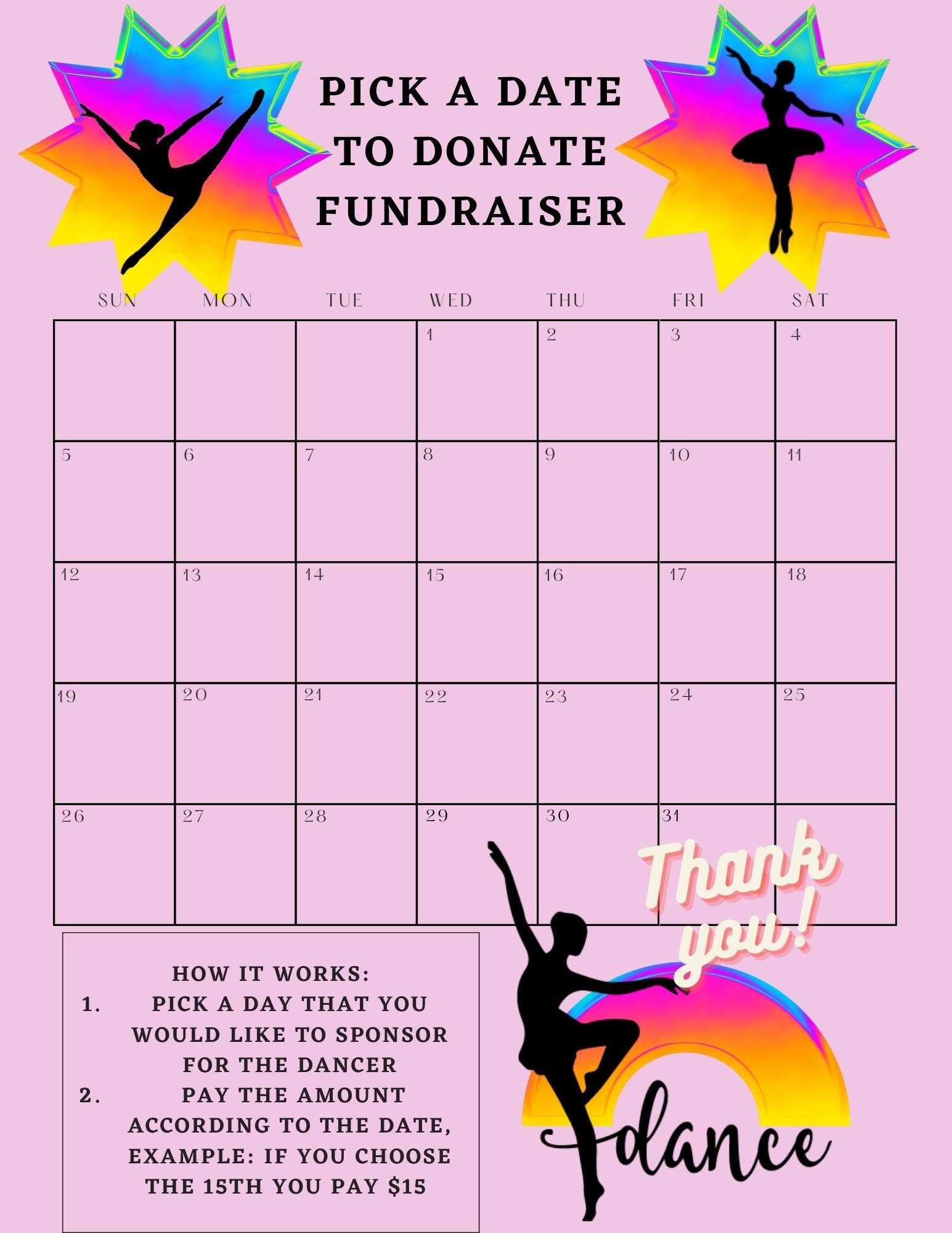 dance calendar template