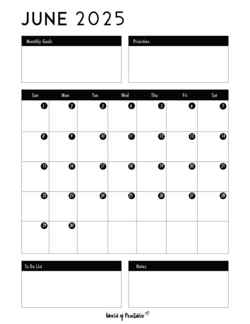 june calendar template printable