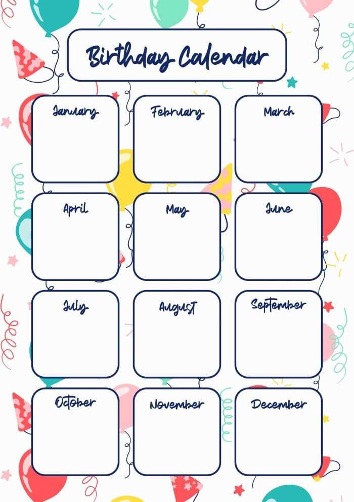 office birthday calendar template free