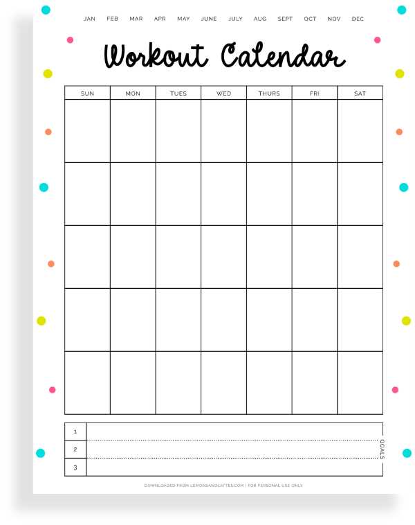 blank workout calendar template