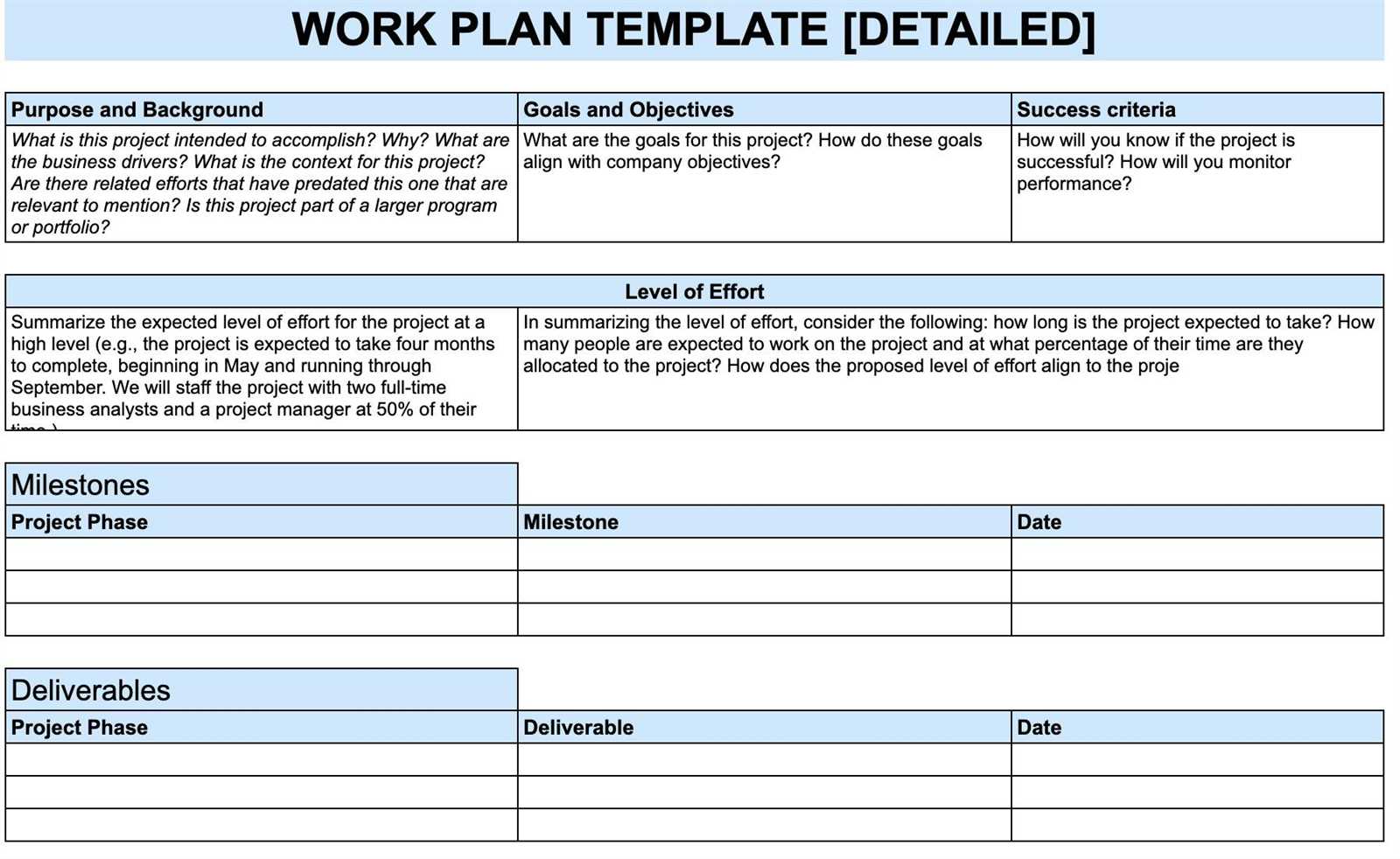 work plan calendar template