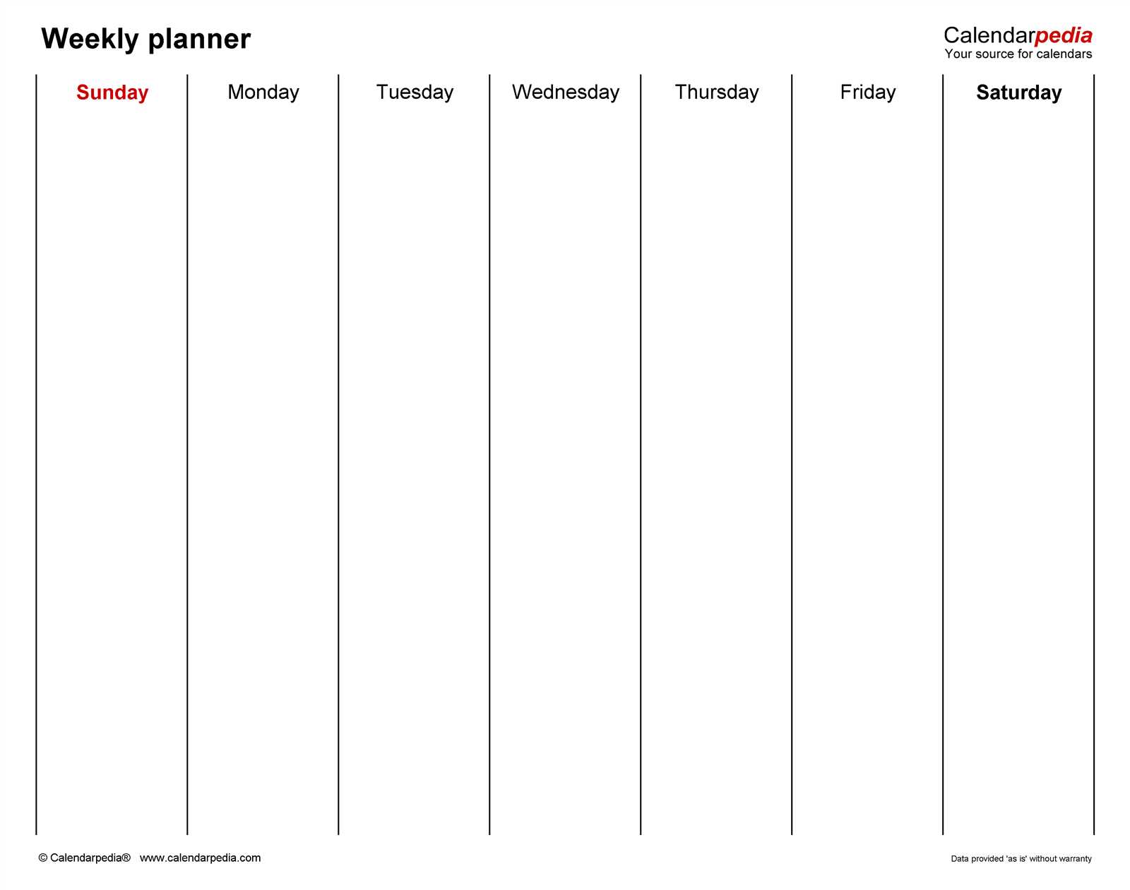 7 day calendar template free