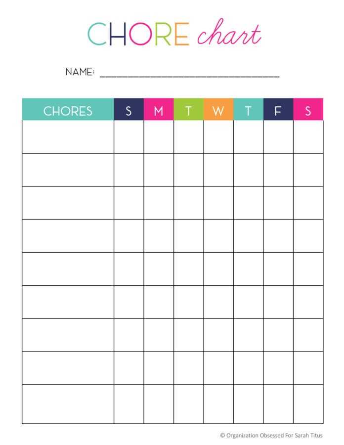 calendar chore chart template