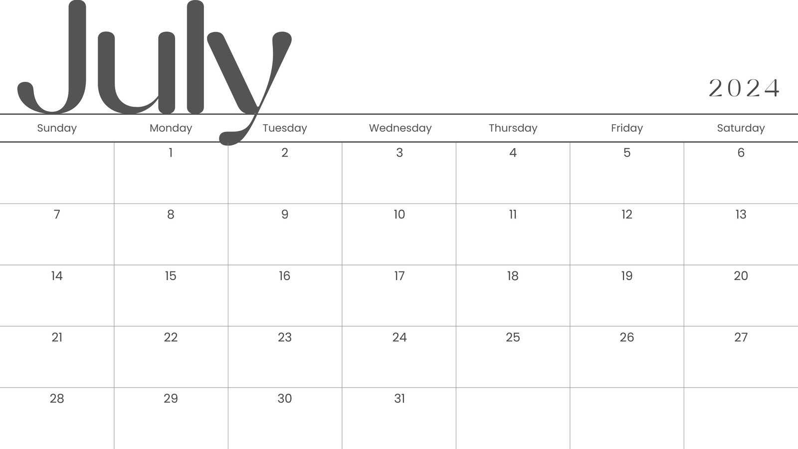 june july calendar template