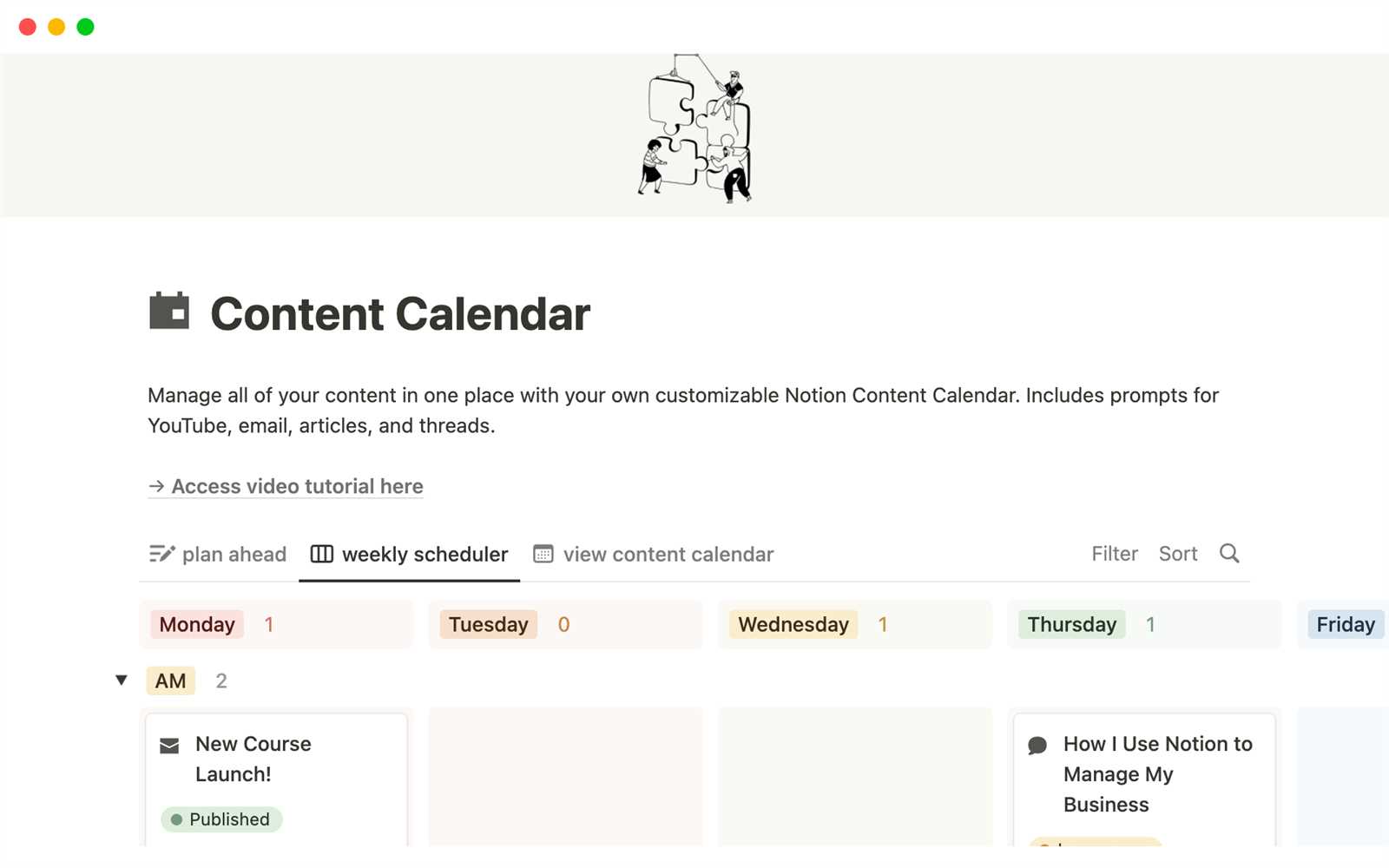 email content calendar template