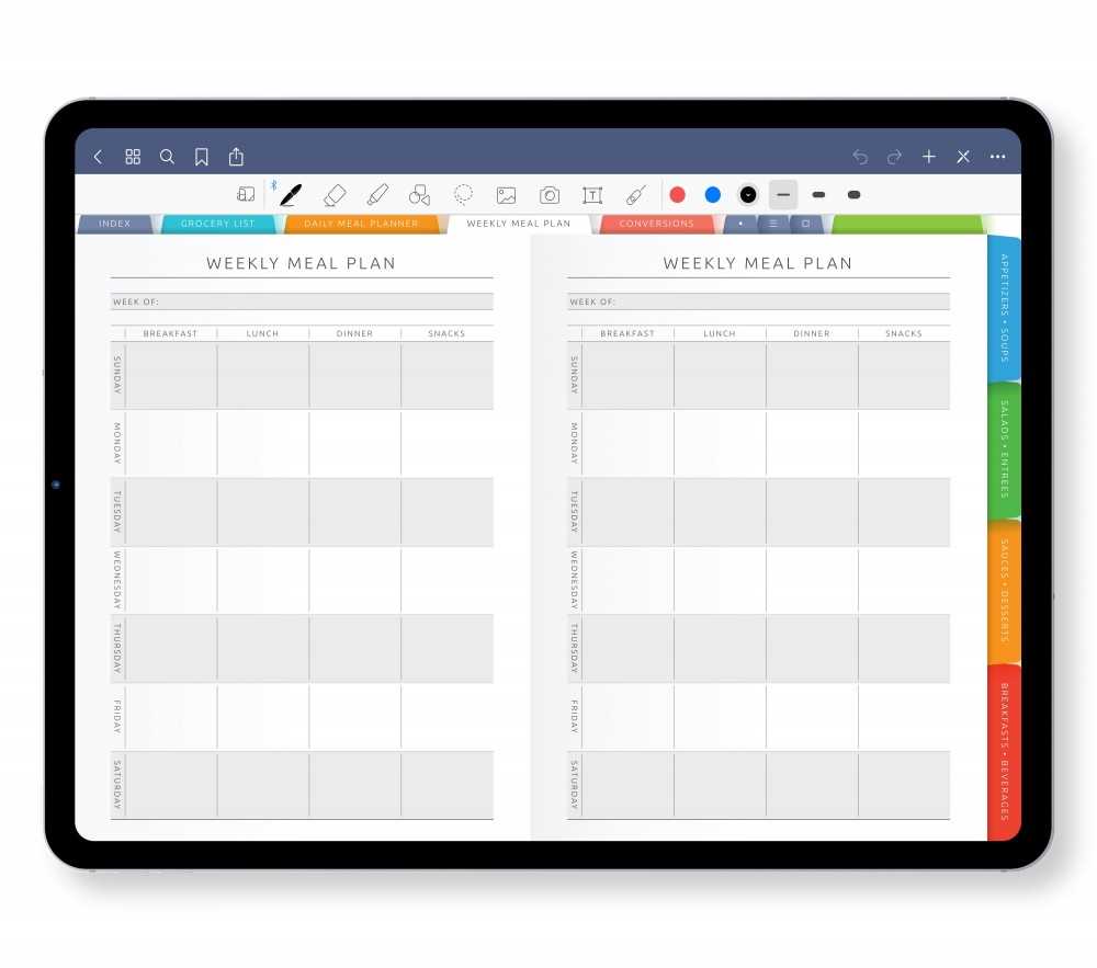 recipe calendar template