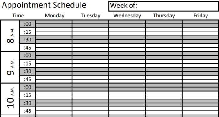 appointment calendar template printable