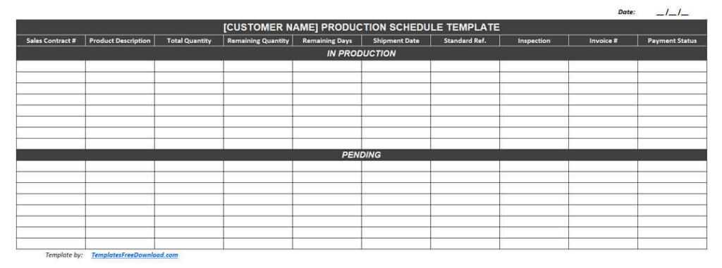 production schedule calendar template