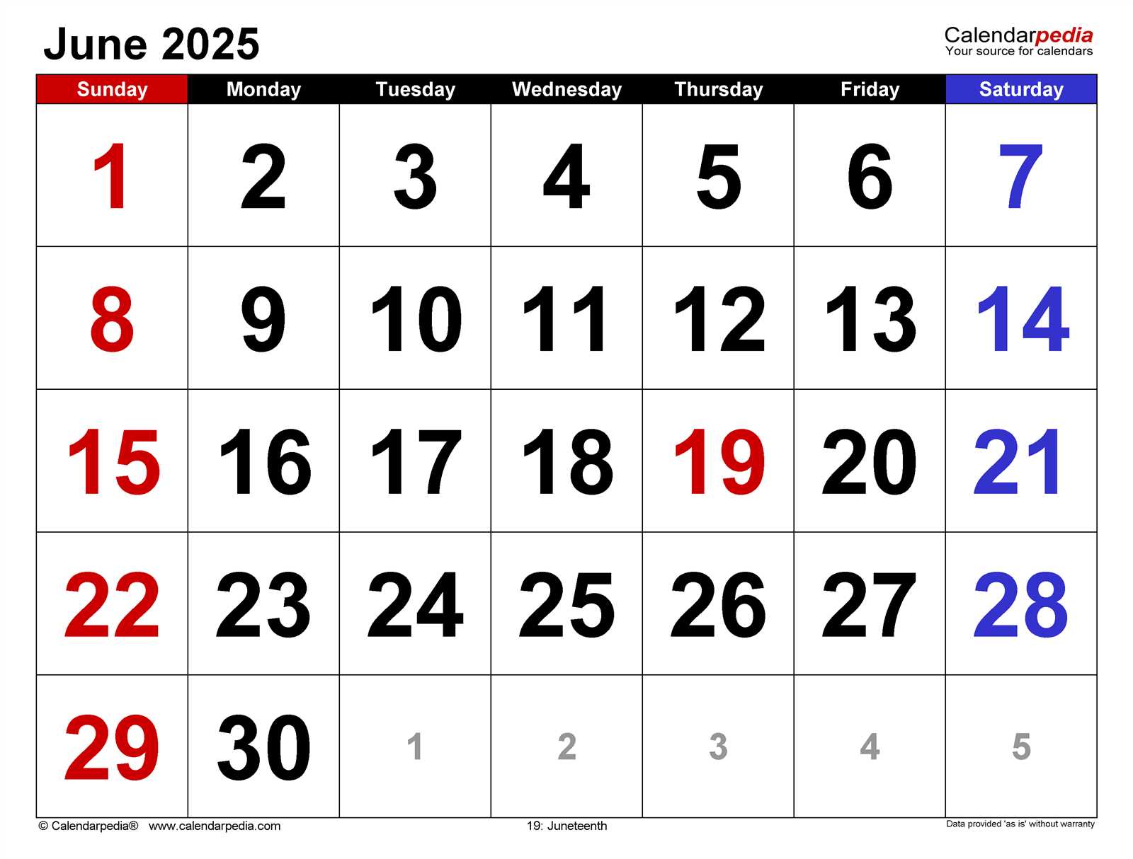 template for june 2025 calendar